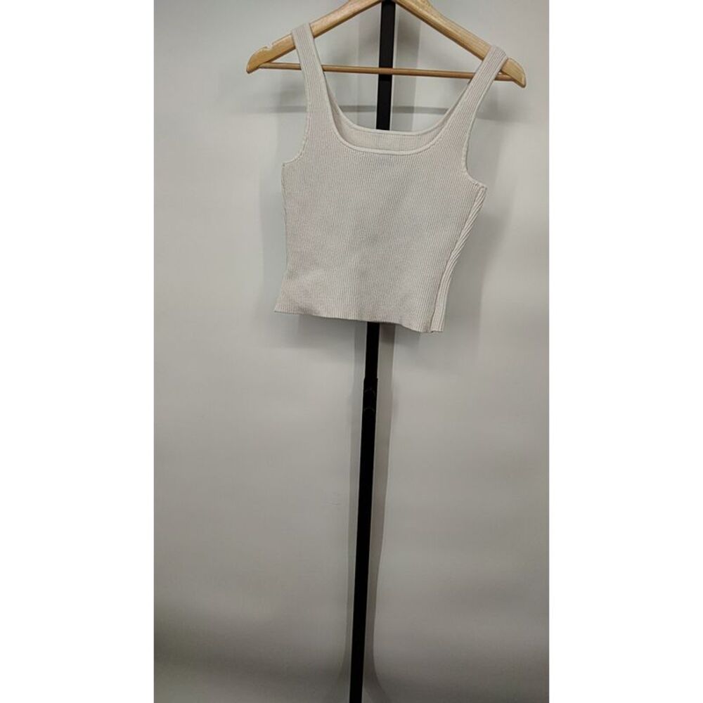Quince Cream Ribbed Square-Neck Tank